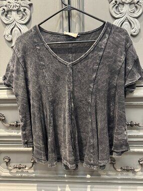 Altar'd State Black/Grey Acid Wash Short Sleeve Size S